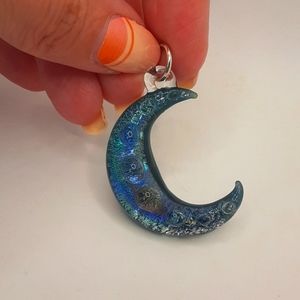 Crescent moon glass pendant